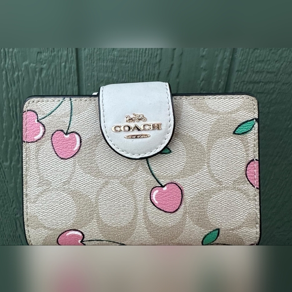 Coach Cream Cherry Print Tote Bag - Picture 5 of 12